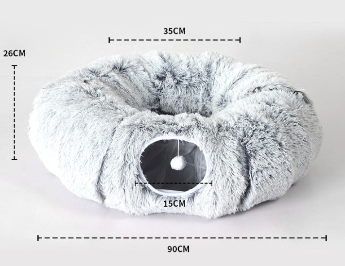 Plush Tunnel Cat Bed