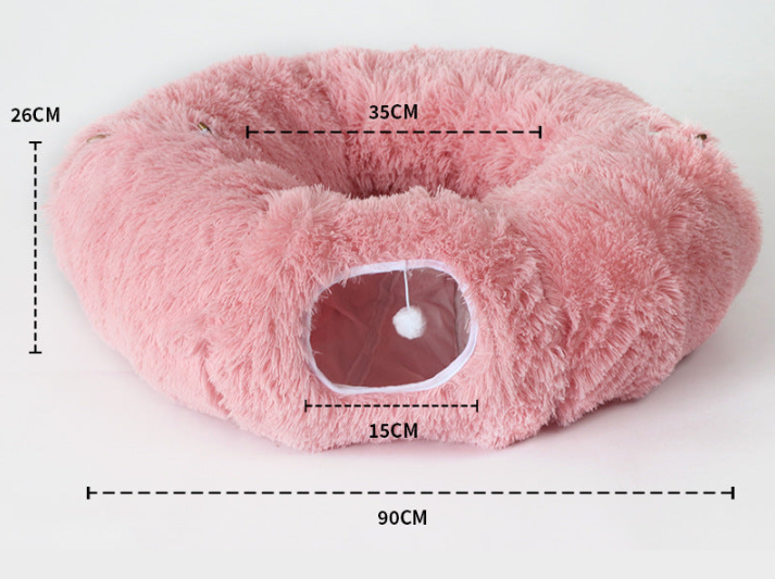 Plush Tunnel Cat Bed