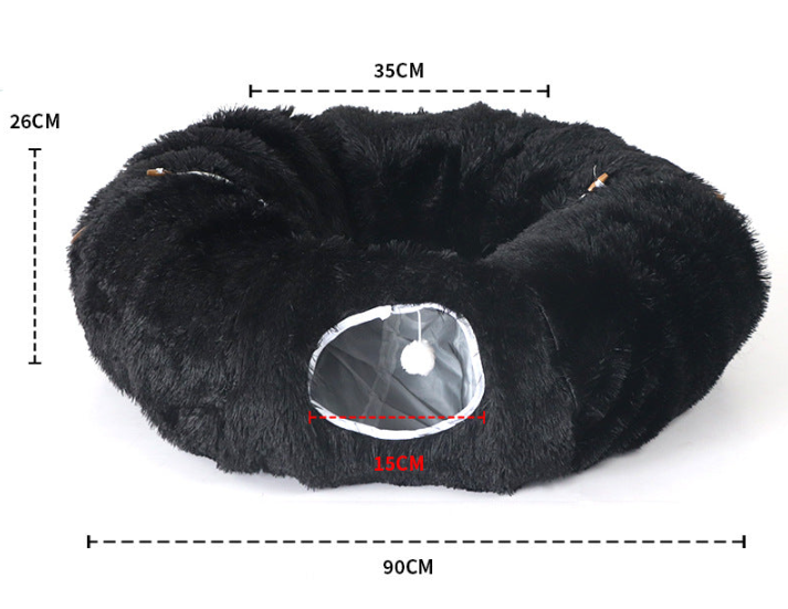 Plush Tunnel Cat Bed