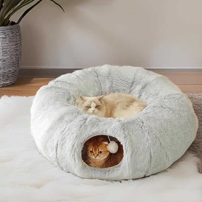 Plush Tunnel Cat Bed