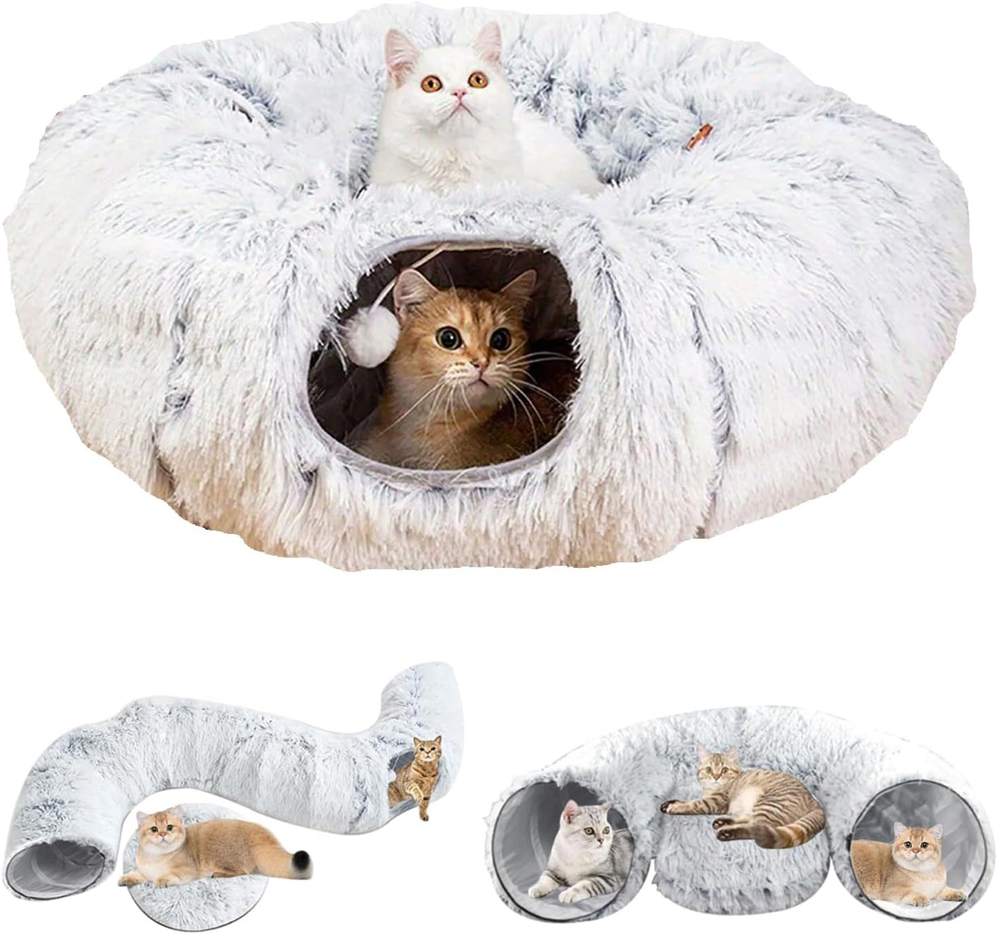 Plush Tunnel Cat Bed